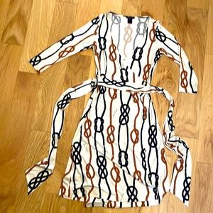 Silk jersey rope-print wrap dress